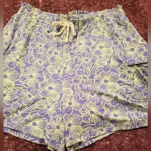 Floral Girl's Shorts in Blue and A Neon Green/yellow Flowers. NWOT Size Large